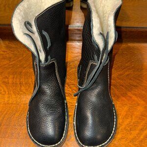 Duck feet - Black - Arhus Leather Sherpa Boots - Size 40 EU